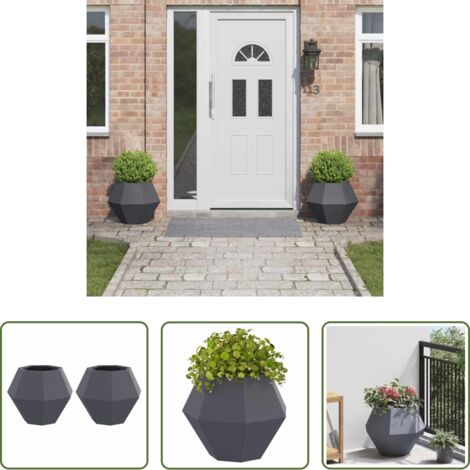 vidaXL Macetero de acero -  Jardinera 2 pcs Antracita 50 x 50 x 40 cm Acero