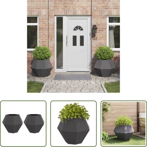 vidaXL Macetero de acero -  Jardinera 2 pcs Negro 75 x 75 x 60 cm Acero