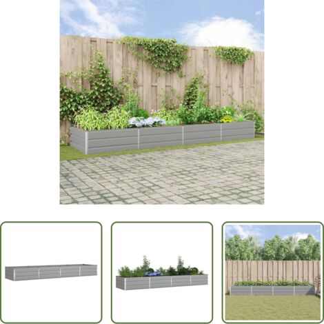 vidaXL Macetero de acero -  Jardinera Gris Claro 385 x 100 x 45 cm Acero Galvanizado