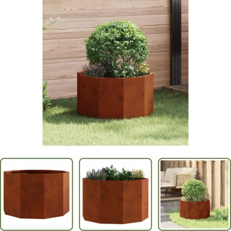 vidaXL Macetero de acero -  Jardinera Oxidado 60 x 60 x 35 cm Acero autopatinable