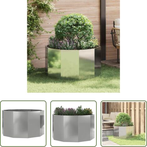 vidaXL Macetero de acero -  Jardinera Plateado 90 x 90 x 50 cm Acero Galvanizado