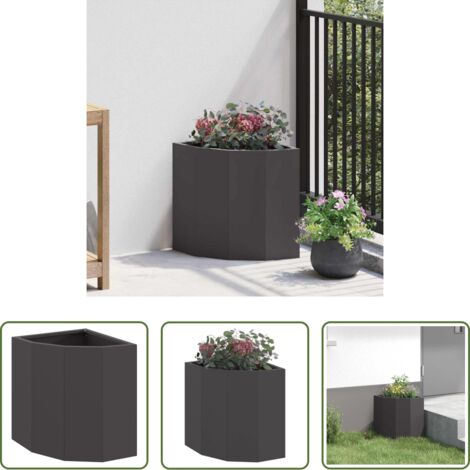 vidaXL Macetero de acero -  Macetero de Esquina Negro 30 x 30 x 35 cm Acero