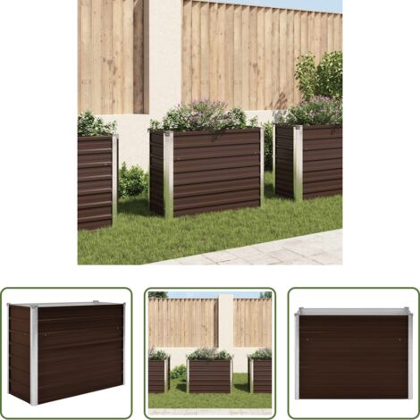 vidaXL Macetero de jardín -  Arriate de acero galvanizado marrón 100x40x77 cm