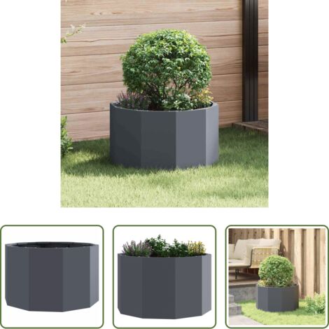 vidaXL Macetero exterior -  Jardinera Antracita 60 x 60 x 35 cm Acero