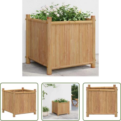 vidaXL Macetero exterior - Jardinera de bambú 40x40x40 cm