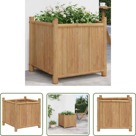 vidaXL Macetero exterior - Jardinera de bambú 50x50x50 cm