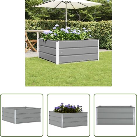 vidaXL Macetero exterior -  Jardinera Gris Claro 100 x 100 x 45 cm Acero