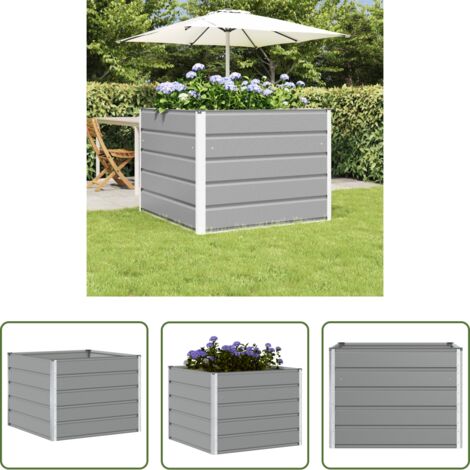 vidaXL Macetero exterior -  Jardinera Gris Claro 100 x 100 x 75 cm Acero
