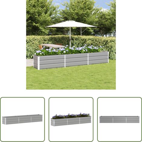 vidaXL Macetero exterior -  Jardinera Gris Claro 480 x 50 x 45 cm Acero Galvanizado
