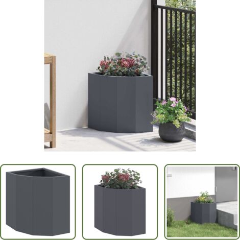vidaXL Macetero exterior -  Macetero de Esquina Antracita 30 x 30 x 35 cm Acero