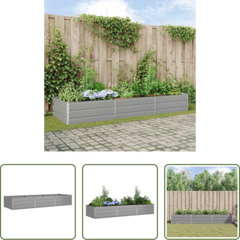 vidaXL Macetero industrial -  Jardinera Gris Claro 290 x 100 x 45 cm Acero Galvanizado
