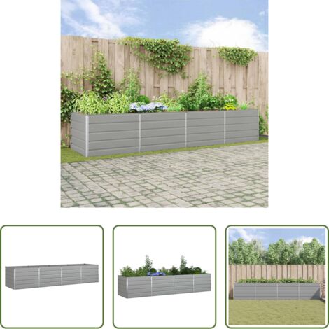vidaXL Macetero industrial -  Jardinera Gris Claro 385 x 100 x 75 cm Acero Galvanizado