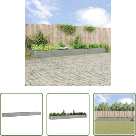 vidaXL Macetero industrial -  Jardinera Gris Claro 580 x 100 x 45 cm Acero Galvanizado