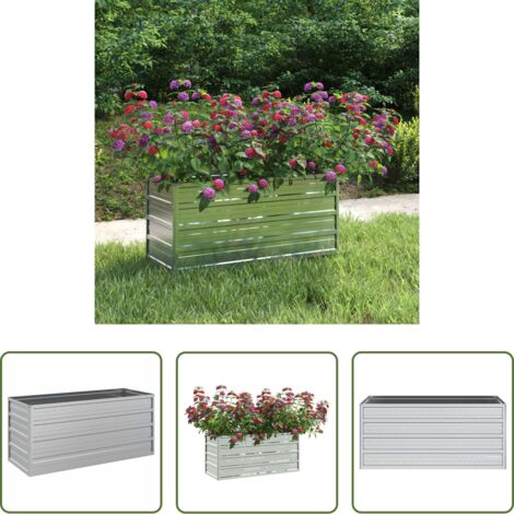 vidaXL Macetero para balcones -  Arriate de acero galvanizado plateado 100x40x45 cm