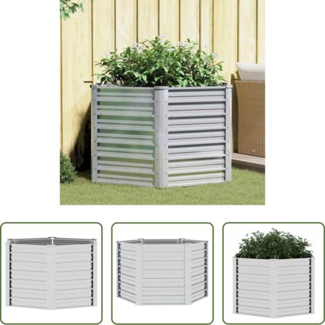 vidaXL Macetero para balcones -  Arriate de acero galvanizado plateado 129x77 cm