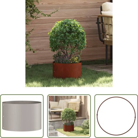 vidaXL Macetero para jardín -  Anillo para maceta Marrón 30 x 30 x 20 cm Acero autopatinable