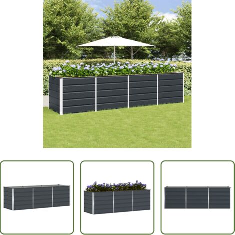 vidaXL Macetero para jardín - Jardinera Antracita 240 x 80 x 75 cm Acero