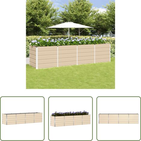vidaXL Macetero para jardín - Jardinera Marfil 240 x 80 x 75 cm Acero