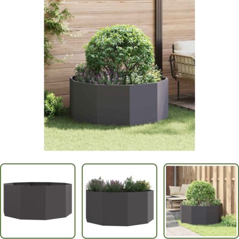 vidaXL Macetero redondo -  Jardinera Negro 120 x 120 x 50 cm Acero