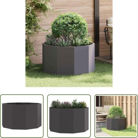 vidaXL Macetero redondo -  Jardinera Negro 90 x 90 x 50 cm Acero