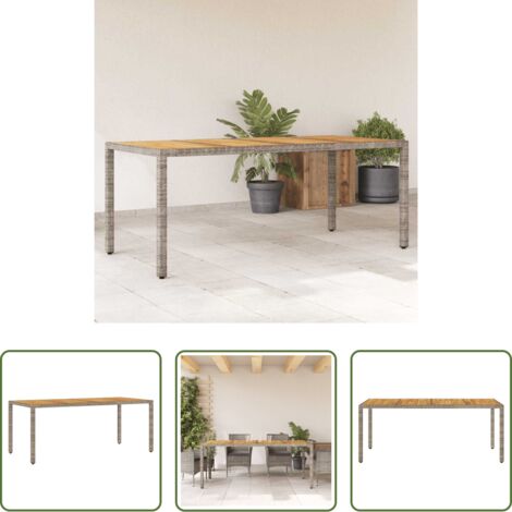 vidaXL Madera acacia -  Mesa de jardín superficie madera acacia ratán gris 190x90x75cm