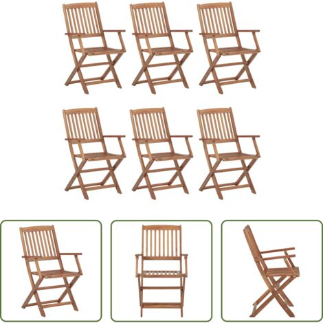 vidaXL Madera acacia -  Sillas de exterior plegables 6 uds madera maciza acacia