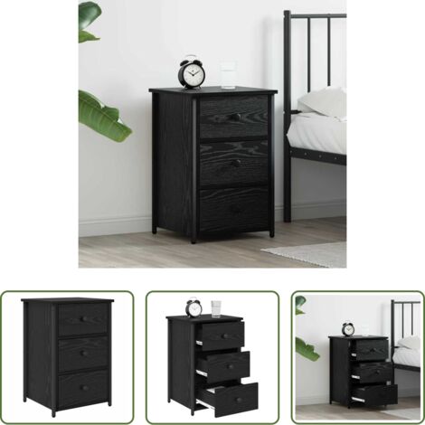 vidaXL Madera -  Armario de Noche con cajón Roble Negro 40 x 36 x 60 cm