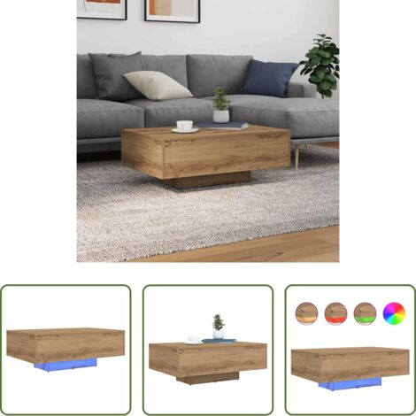 vidaXL Madera artesanal -  Mesa de Café Roble artesanal 85 x 55 x 31 cm