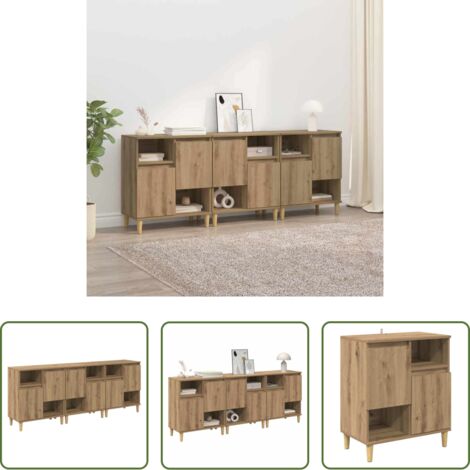 vidaXL Madera artesanal -  Tableros Lateral 3 pcs Roble artesanal 60 x 35 x 70 cm