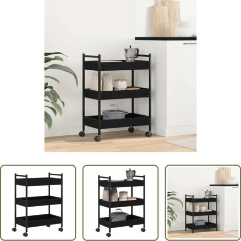 vidaXL Madera - Carro de Cocina Roble negro 50 x 30 x 70 cm
