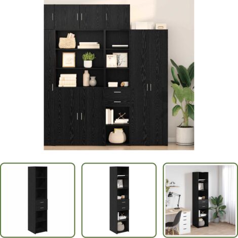 vidaXL Madera contrachapada -  Alacena Roble Negro 40 x 42,5 x 185 cm Madera contrachapada