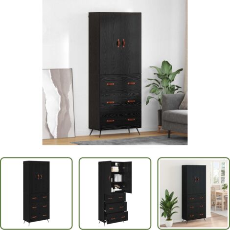vidaXL Madera contrachapada -  Alacena Roble Negro 69,5 x 34 x 180 cm Madera contrachapada