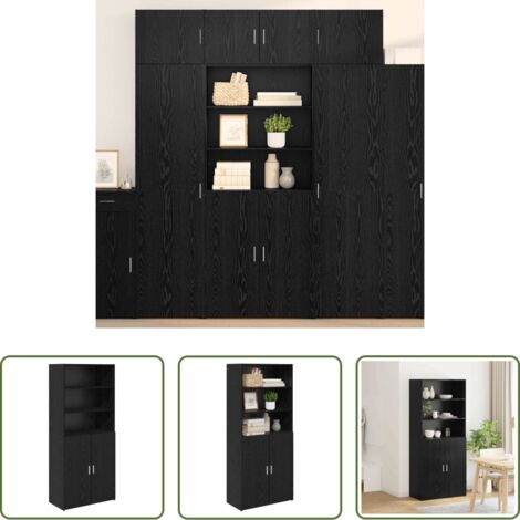 vidaXL Madera contrachapada -  Alacena Roble Negro 80 x 42,5 x 185 cm Madera contrachapada