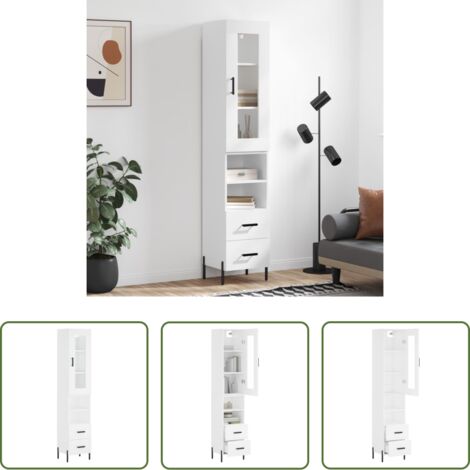 vidaXL Madera contrachapada -  Aparador alto madera contrachapada blanco 34,5x34x180 cm