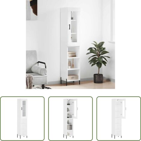 vidaXL Madera contrachapada -  Aparador alto madera contrachapada blanco 34,5x34x180 cm