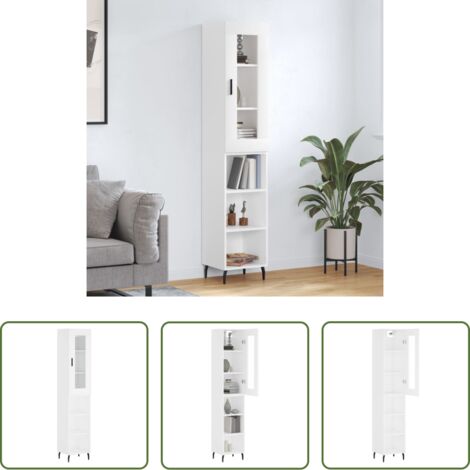 vidaXL Madera contrachapada -  Aparador alto madera contrachapada blanco 34,5x34x180 cm