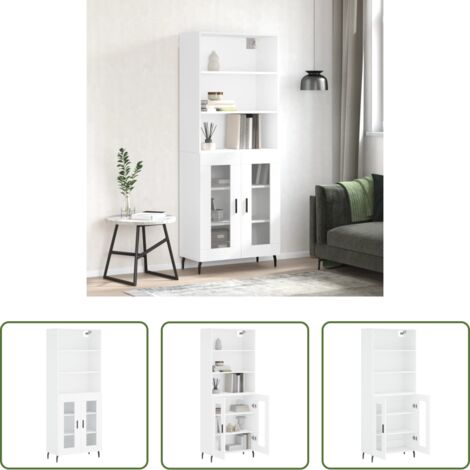 vidaXL Madera contrachapada -  Aparador alto madera contrachapada blanco 69,5x34x180 cm