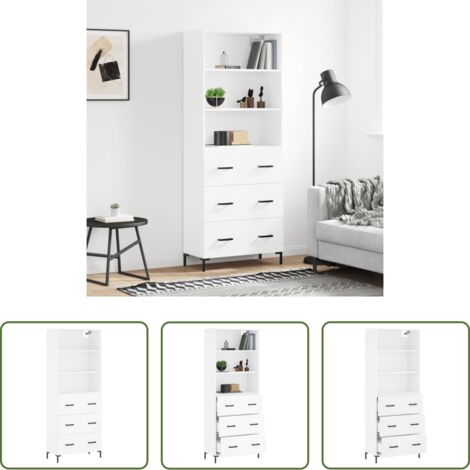 vidaXL Madera contrachapada -  Aparador alto madera contrachapada blanco 69,5x34x180 cm