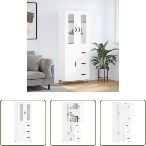 vidaXL Madera contrachapada -  Aparador alto madera contrachapada blanco 69,5x34x180 cm