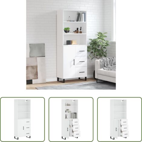 vidaXL Madera contrachapada -  Aparador alto madera contrachapada blanco 69,5x34x180 cm