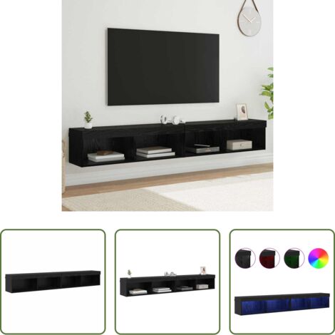 vidaXL Madera contrachapada -  Conjunto de mueble de TV Roble Negro Madera contrachapada