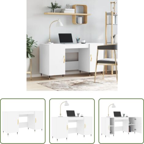 vidaXL Madera contrachapada -  Escritorio madera de ingeniería blanco 140x50x75 cm