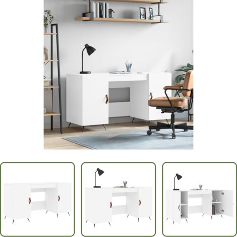 vidaXL Madera contrachapada -  Escritorio madera de ingeniería blanco 140x50x75 cm