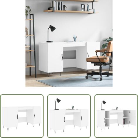 vidaXL Madera contrachapada -  Escritorio madera de ingeniería blanco 140x50x75 cm