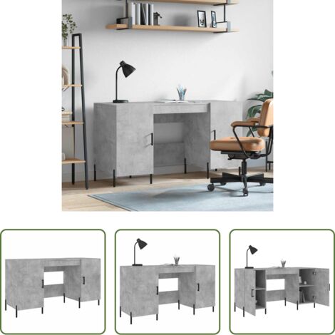 vidaXL Madera contrachapada -  Escritorio madera de ingeniería gris hormigón 140x50x75 cm