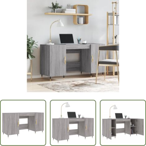 vidaXL Madera contrachapada -  Escritorio madera de ingeniería gris Sonoma 140x50x75 cm