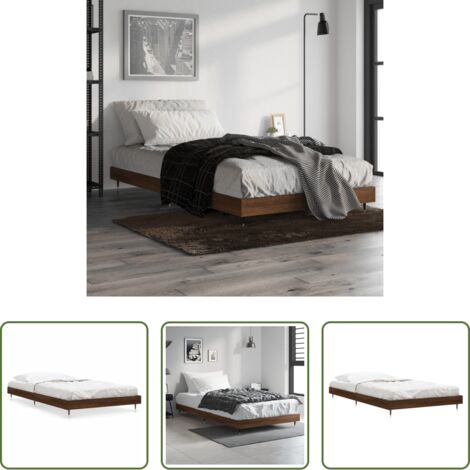 vidaXL Madera contrachapada -  Estructura de cama sin colchón madera marrón roble 100x200 cm