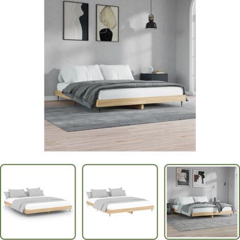 vidaXL Madera contrachapada -  Estructura de cama sin colchón madera roble Sonoma 120x200 cm