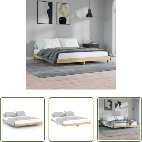 vidaXL Madera contrachapada -  Estructura de cama sin colchón roble Sonoma 200x200 cm