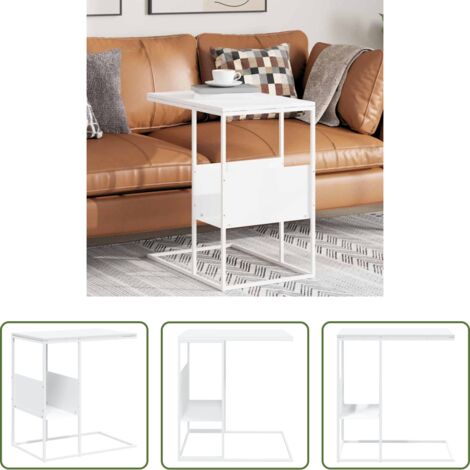 vidaXL Madera contrachapada -  Mesa auxiliar de madera contrachapada blanco 55x36x59,5 cm